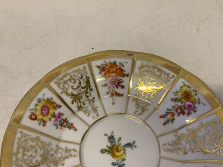 Antique German Meissen Porcelain Cup & Saucer w/ Gold & Floral Decoration 3