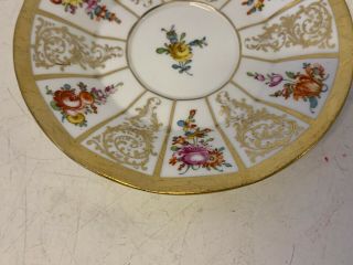 Antique German Meissen Porcelain Cup & Saucer w/ Gold & Floral Decoration 4