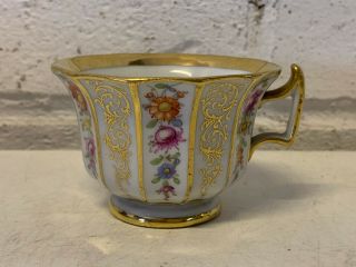 Antique German Meissen Porcelain Cup & Saucer w/ Gold & Floral Decoration 5