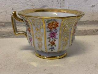 Antique German Meissen Porcelain Cup & Saucer w/ Gold & Floral Decoration 7