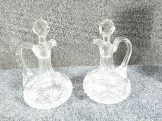 Antique Brilliant Cut Glass Cruets With Stoppers