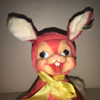 Vintage1950 My - Toy Plush Bunny W/ Rubber Face Rushton Rare
