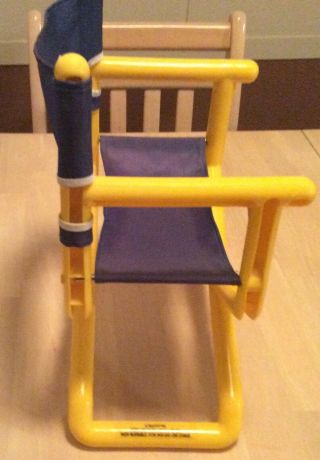 Vintage Cricket Playmates Doll Director Toy Chair Blue/Yellow 3