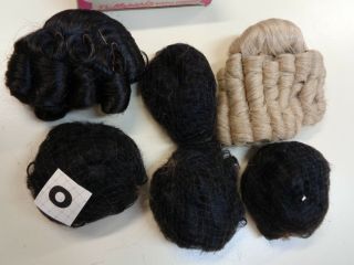 6 Vintage Doll Wigs In Assorted Sizes