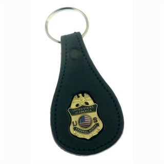 Universal Us Federal Agent Police Mini Badge Leather Key Ring Fob