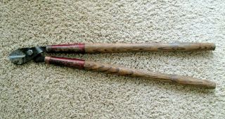 Antique Vtg Adjustable Anvil Tree Limb Pruning Shears Loppers Long Wood Handles