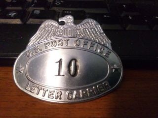 Vintage Us Post Office Badge Letter Carrier Hat Shield Screw On Fastener,  10