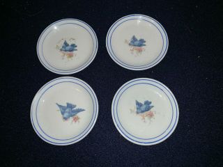 (set Of 4) Vintage Bluebird 3 1/4 " Butter Pats