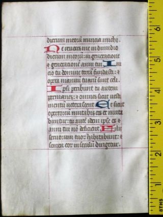 Medieval Manuscript Lf,  Vellum,  Boh.  Deco.  Color Init.  In Red&blue,  1460