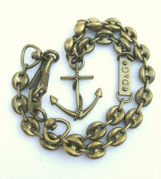 Dolce & Gabbana Antiqued Brass Anchor Necklace D&g Heavy Chain Link Clip Men 