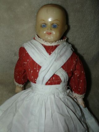 Antique Wax Over Papier - Mache Doll,  Glass Eyes,  Circa 1899,  Needs Wig,  Charm