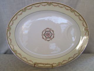 Antique Theodore Haviland Limoges Pink Rose Swags Oval Platter 15 3/4 " Large