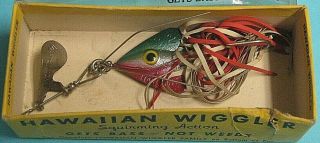 VINTAGE 1950s - 60s Fred Arbogast Lure Co.  2 HAWAIIAN WIGGLER FISHING 4