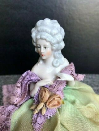 Antique Marked Germany Porcelain Half Doll With Extended Arms And Fingers