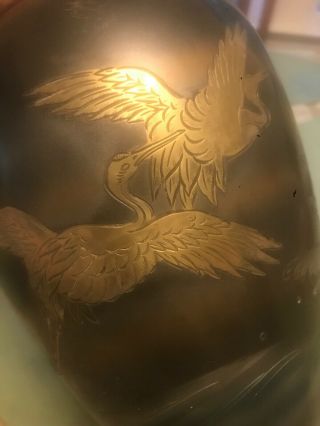 Antique/Vintage Japanese Bronze Vase Gold Mixed Metal Flower Bird Signed 6