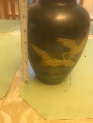 Antique/Vintage Japanese Bronze Vase Gold Mixed Metal Flower Bird Signed 7