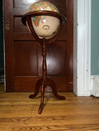 Bombay Company Globe Wooden Stand With 12” Replogle World Classic Globe