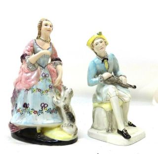 Antique Porcelain Figurines Man & Woman,  Goldscheider? Marked England,
