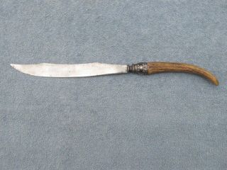 Vintage Antique Sterling Silver Stag Antler Handle Carving Knife