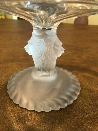 Antique Gillinder Clear Glass Frosted Lion Head Covered Compote - 3