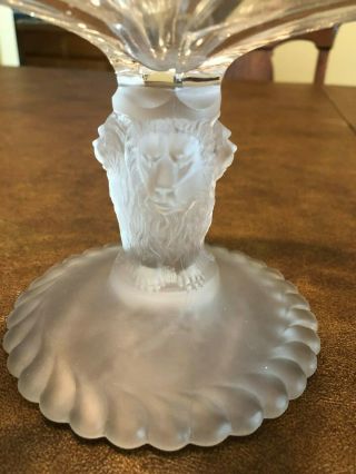 Antique Gillinder Clear Glass Frosted Lion Head Covered Compote - 4