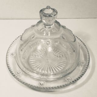 Antique Early American Pressed Glass Domed Butter Cheese Dish