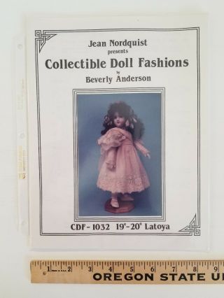 Oop Jean Nordquist Antique Fashion Doll Dress Pattern Cdf - 1032 Latoya 19 " - 20 "