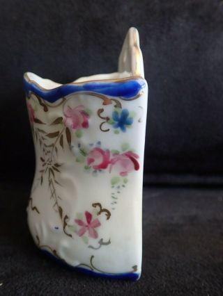 Antique Porcelain Small Floral Wall Pocket Planter HAND PAINTED 2