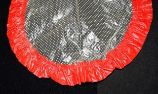 Vintage Transparent White Polka Dot Red Ruffles Plastic Apron/Bib for Large Doll 3