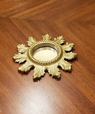Vintage Gold Solid Small Mirror Wall Hanging 8.  5 " X 8.  5 "