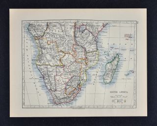 1895 Johnston Map South Africa Cape Colony Madagascar Angola Mozambique Congo