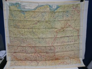 Orig.  Ww2 Silk Fabric Us Air Force Germany Protectorate Evasion Cloth Escape Map