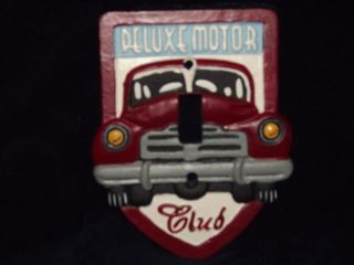 Cast Iron Deluxe Motor Club Antique Car Switch Plate Cover Badge Medal Token