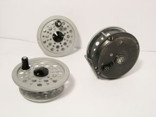 Vintage Shakespeare 3 ½ " Beaulite Fly Fishing Reel & 2 X Spare Spools (2a)