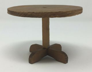 Vintage Dollhouse Miniature Wood Round Table Furniture 2
