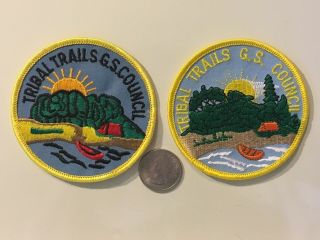 Vtg Girl Scout Patch 2 Tribal Trails G.  S.  Council Patches No Longer Exist