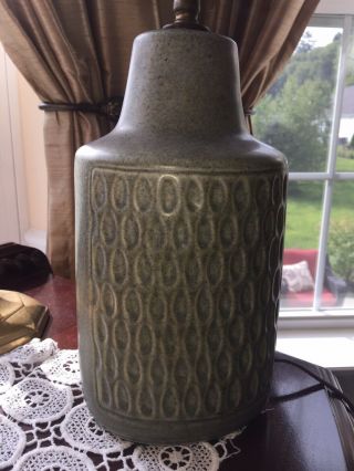Vintage Soholm Denmark Pottery Lamp Mid Century Green Table Lamp
