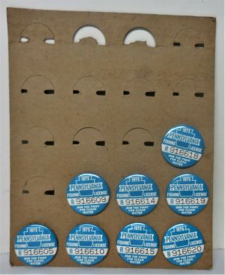 8 Vintage 1975 Pa Pennsylvania Resident Fishing License Button Pin On Display