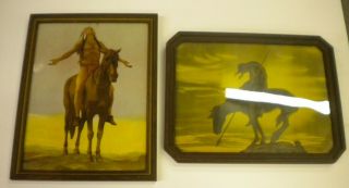 Framed Antique Native American Prints,  End Of The Trail,  Circa 1920s