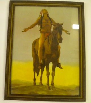 FRAMED ANTIQUE NATIVE AMERICAN PRINTS,  END OF THE TRAIL,  CIRCA 1920S 2