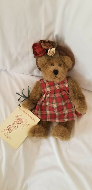 Boyds Bears Plush " Lizzie Wishkabibble " 10 " Bear With Story Book