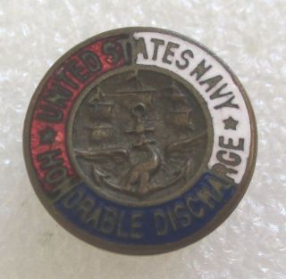 Antique Ww1 Era Numbered Us Navy Honorable Discharge Lapel Pin Usn