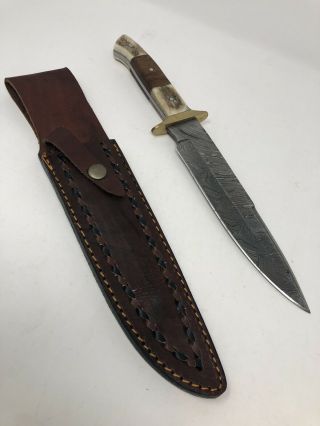 Custom Handmade Damascus Steel Blade Seax Knife Leather Sheath Kult Of Athena A1