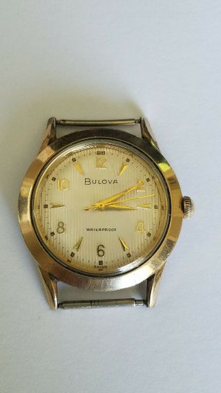 Mans Vintage Bulova 10k Rgp Bezel Wrist Watch No Strap
