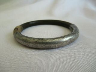 Antique Chinese Export Sterling Silver Rattan Bangle Bracelet