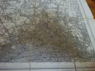 Vintage Cloth Ordnance Survey Map Of North London