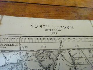 vintage cloth ordnance survey map of North London 7