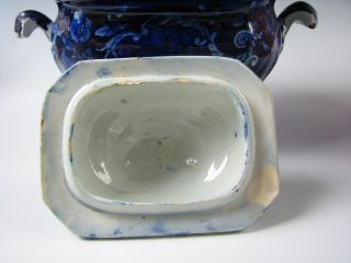 Antique Dark Blue Staffordshire Transferware Shell pattern Sugar Bowl c.  1825 4