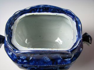 Antique Dark Blue Staffordshire Transferware Shell pattern Sugar Bowl c.  1825 5