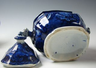 Antique Dark Blue Staffordshire Transferware Shell pattern Sugar Bowl c.  1825 6